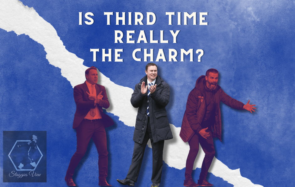 A Graphic showing Malky Mackay, Derek Adams and Stuart Kettlewell.